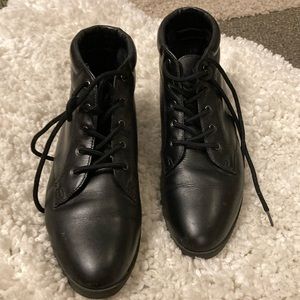 Vintage 80s Danexx Leather Lace-Up Black Booties Size 7